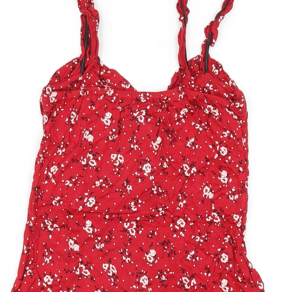 prettylitt Womens Red Floral Viscose Mini Size 8 Sweetheart Pullover