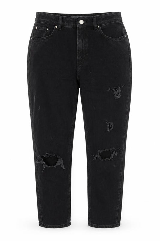Denim & Co. Womens Black Cotton Mom Jeans Size 10 L30 in Regular Zip
