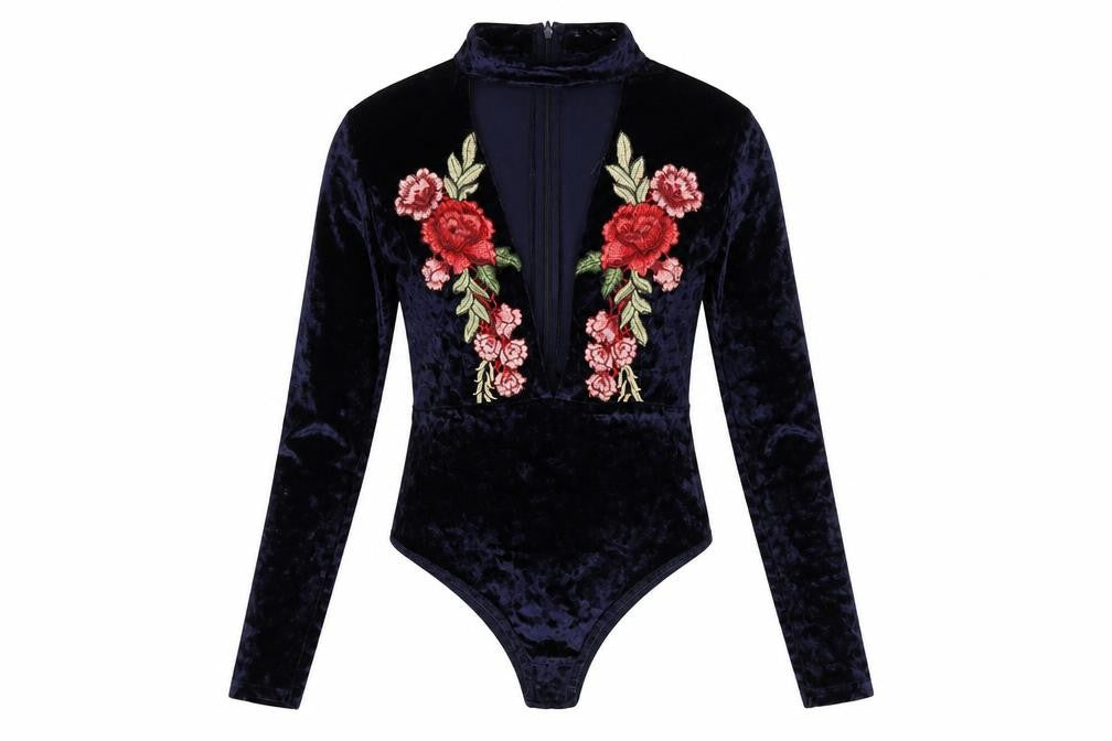 Sisters of the Tribe Womens Blue Polyester Bodysuit One-Piece Size 8 Zip