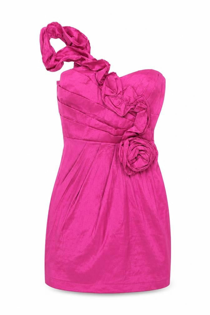 Madam Rage Womens Pink Polyester Bodycon Size 12 One Shoulder Zip
