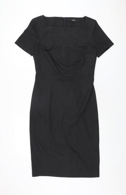 Next Womens Grey Polyester Bodycon Size 12 Square Neck Zip