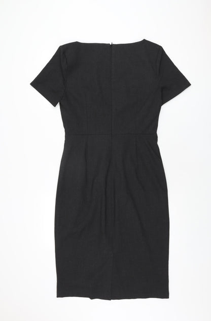 Next Womens Grey Polyester Bodycon Size 12 Square Neck Zip