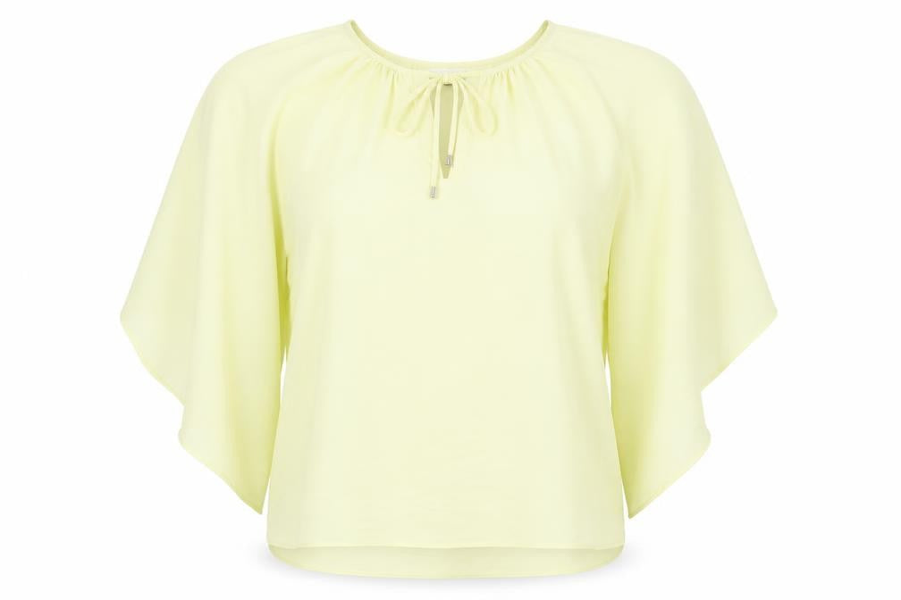 Julien Macdonald Womens Yellow Polyester Basic Blouse Size 12 Round Neck