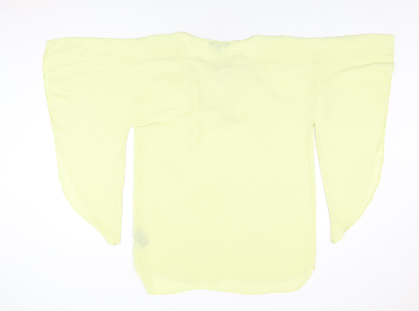 Julien Macdonald Womens Yellow Polyester Basic Blouse Size 12 Round Neck