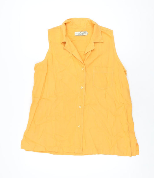 Denim Clothing Company Womens Orange Viscose Basic Button-Up Size 12 Collared