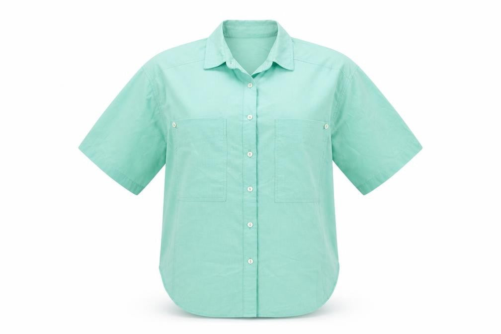Littlewoods Womens Green Polyester Basic Button-Up Size 12 Collared