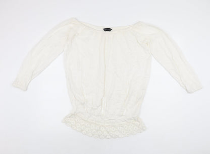 Dorothy Perkins Womens White Polyester Basic Blouse Size 10 Off the Shoulder