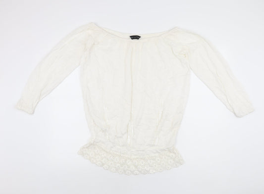 Dorothy Perkins Womens White Polyester Basic Blouse Size 10 Off the Shoulder