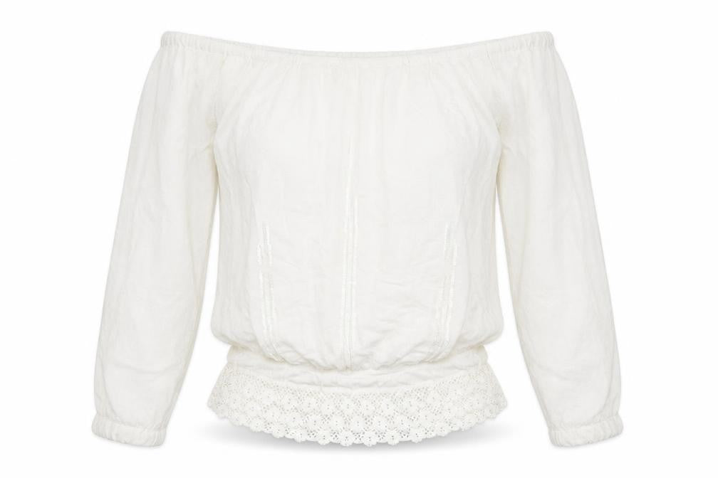 Dorothy Perkins Womens White Polyester Basic Blouse Size 10 Off the Shoulder