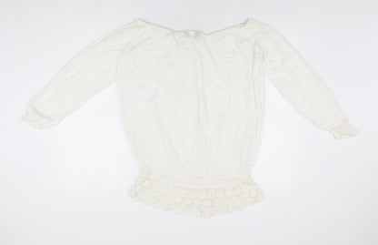 Dorothy Perkins Womens White Polyester Basic Blouse Size 10 Off the Shoulder