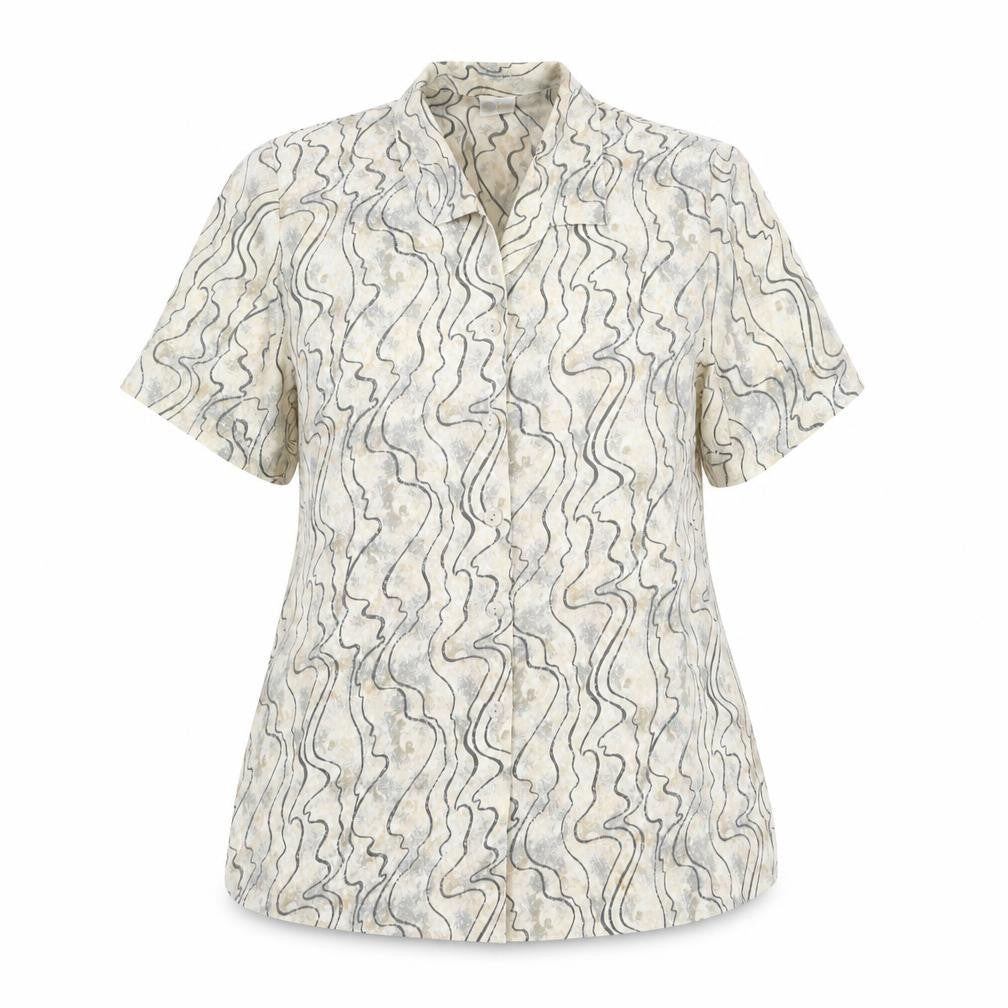 Your Sixth Sense Womens Beige Geometric Polyester Basic Button-Up Size 14 Collared