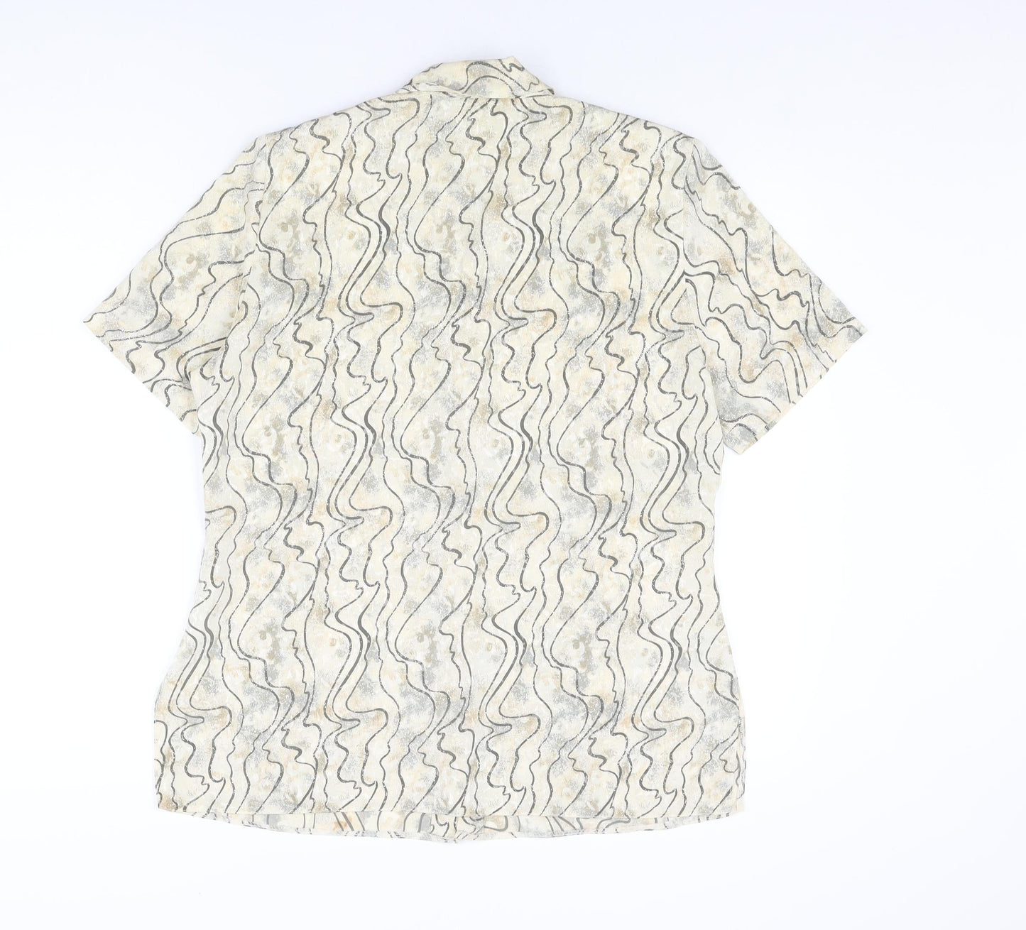 Your Sixth Sense Womens Beige Geometric Polyester Basic Button-Up Size 14 Collared