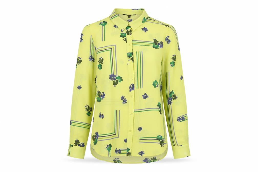 NEXT Womens Green Floral Polyester Basic Button-Up Size 16 Collared