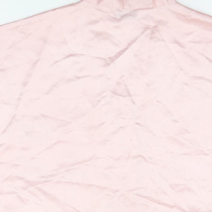 St Michael Womens Pink Polyester Basic Button-Up Size 10 V-Neck