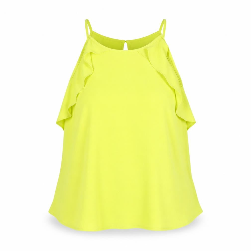 Dorothy Perkins Womens Yellow Polyester Basic T-Shirt Size 14 Round Neck