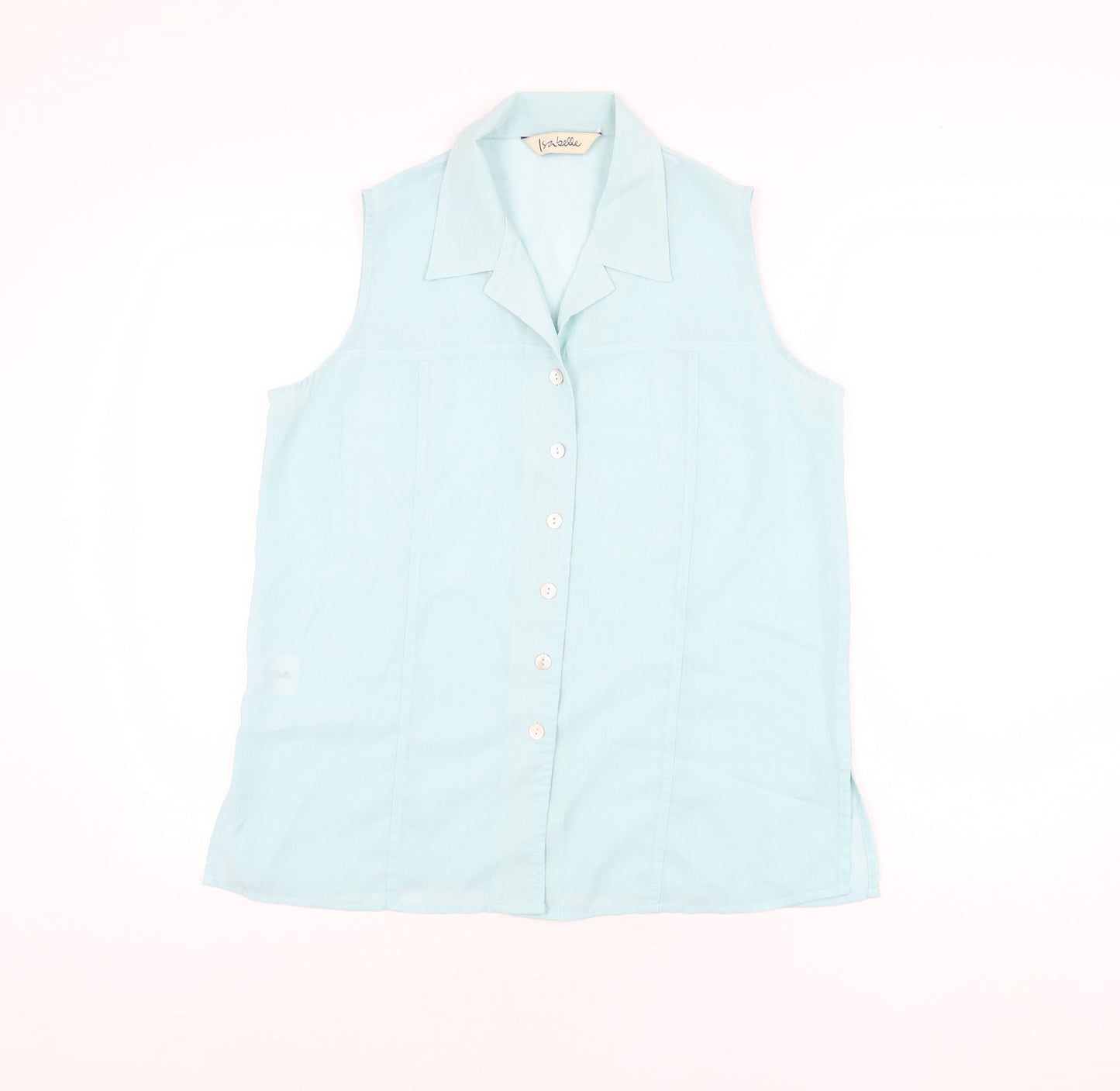 Isabelle Womens Blue Polyester Basic Button-Up Size 14 Collared