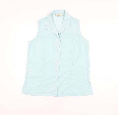 Isabelle Womens Blue Polyester Basic Button-Up Size 14 Collared