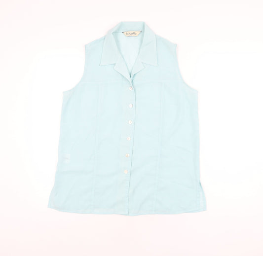 Isabelle Womens Blue Polyester Basic Button-Up Size 14 Collared