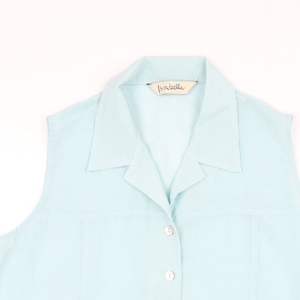 Isabelle Womens Blue Polyester Basic Button-Up Size 14 Collared