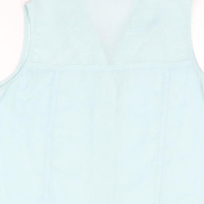 Isabelle Womens Blue Polyester Basic Button-Up Size 14 Collared