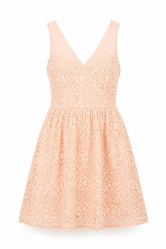 Dorothy Perkins Womens Pink Floral Polyester Skater Dress Size 8 V-Neck Zip