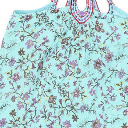 Japonica Womens Blue Floral Polyester Shift Size M Round Neck Pullover