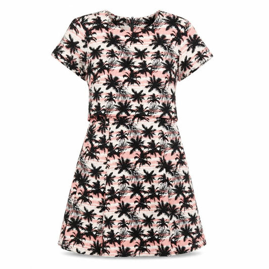 Topshop Womens Multicoloured Geometric Cotton Skater Dress Size 8 Round Neck Zip