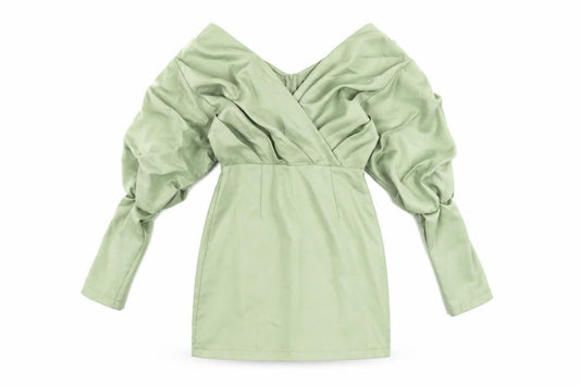 PRETTYLITTLETHING Womens Green Polyester Mini Size 10 V-Neck Zip