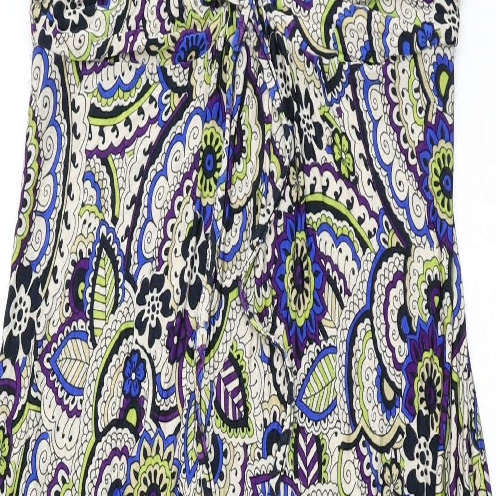 Wallis Womens Multicoloured Geometric Viscose Maxi Size 12 Square Neck Pullover