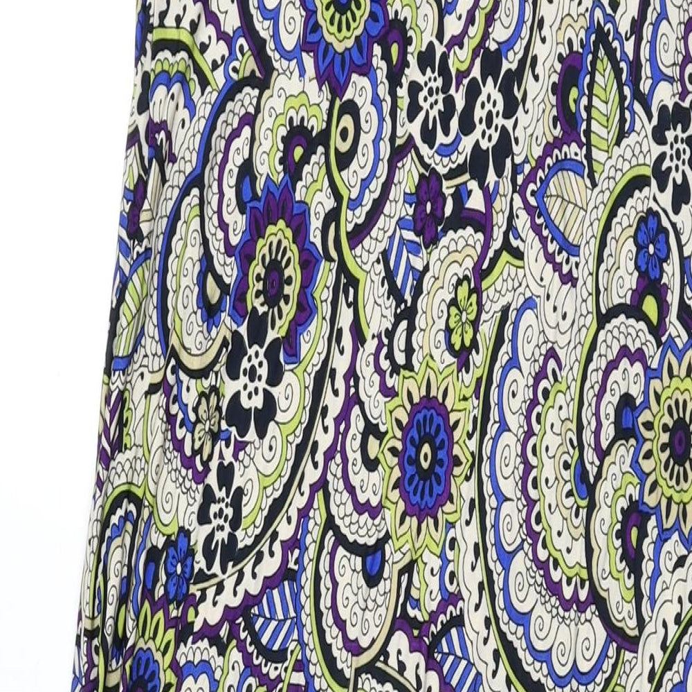Wallis Womens Multicoloured Geometric Viscose Maxi Size 12 Square Neck Pullover