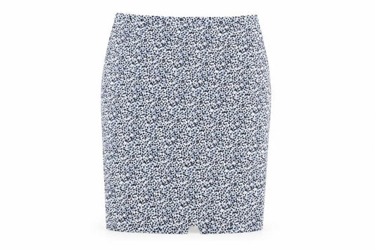 Pure Womens Blue Geometric Cotton Straight & Pencil Skirt Size 16 Zip