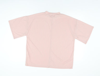 Boohoo Womens Pink Polyester Basic T-Shirt Size 10 Round Neck