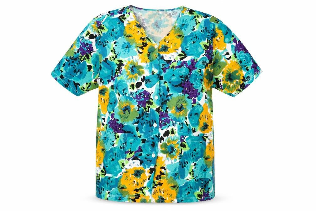 Co-ordinate Club Womens Multicoloured Floral Cotton Basic Button-Up Size 22 V-Neck - Size 22-24