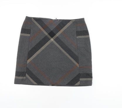 Next Womens Grey Geometric Polyester A-Line Skirt Size 8 Zip