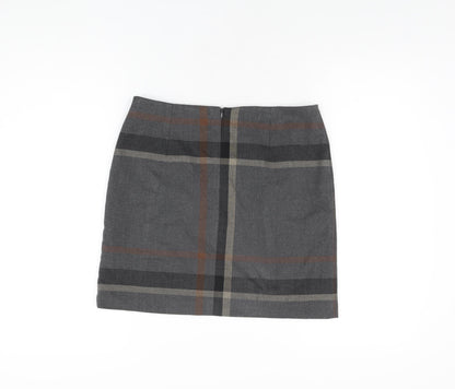 Next Womens Grey Geometric Polyester A-Line Skirt Size 8 Zip