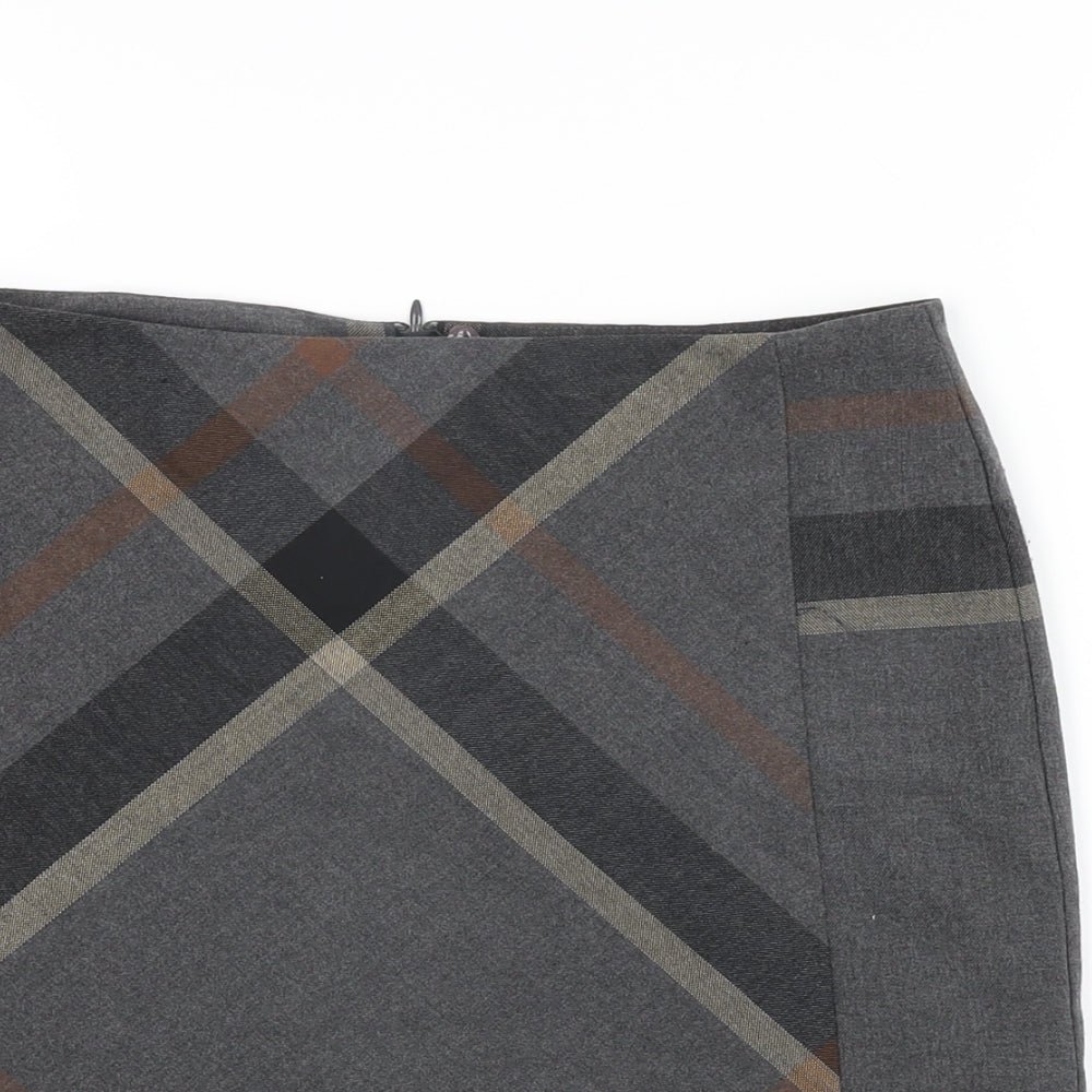 NEXT Womens Grey Geometric Polyester A-Line Skirt Size 8 Zip