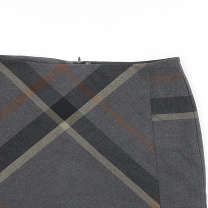 Next Womens Grey Geometric Polyester A-Line Skirt Size 8 Zip