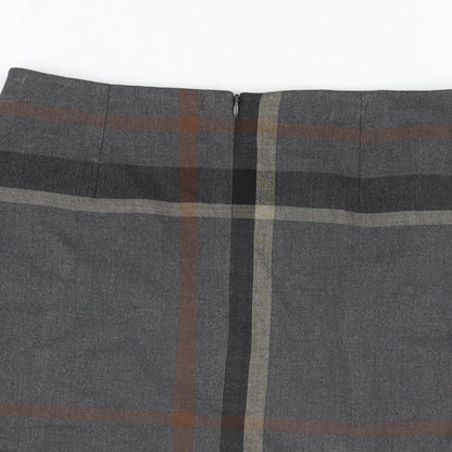 Next Womens Grey Geometric Polyester A-Line Skirt Size 8 Zip