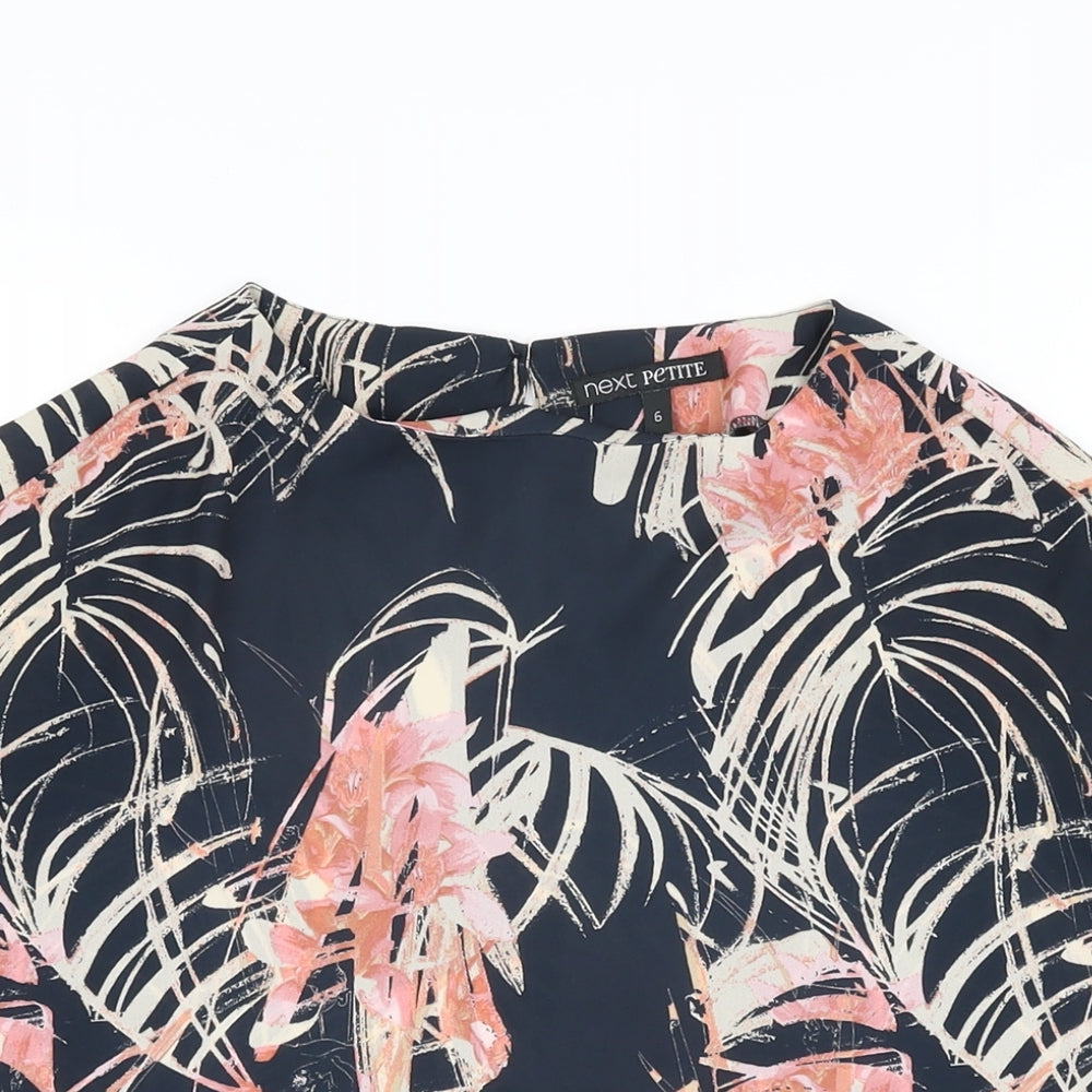 NEXT Womens Blue Geometric Polyester Basic Blouse Size 6 Boat Neck