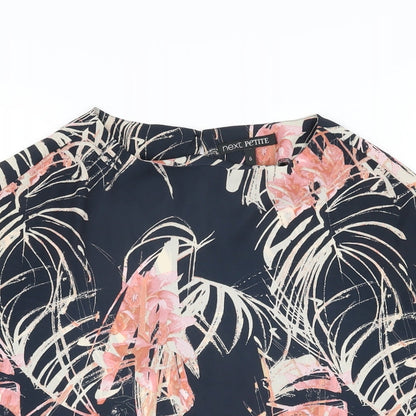 Next Womens Blue Geometric Polyester Basic Blouse Size 6 Boat Neck