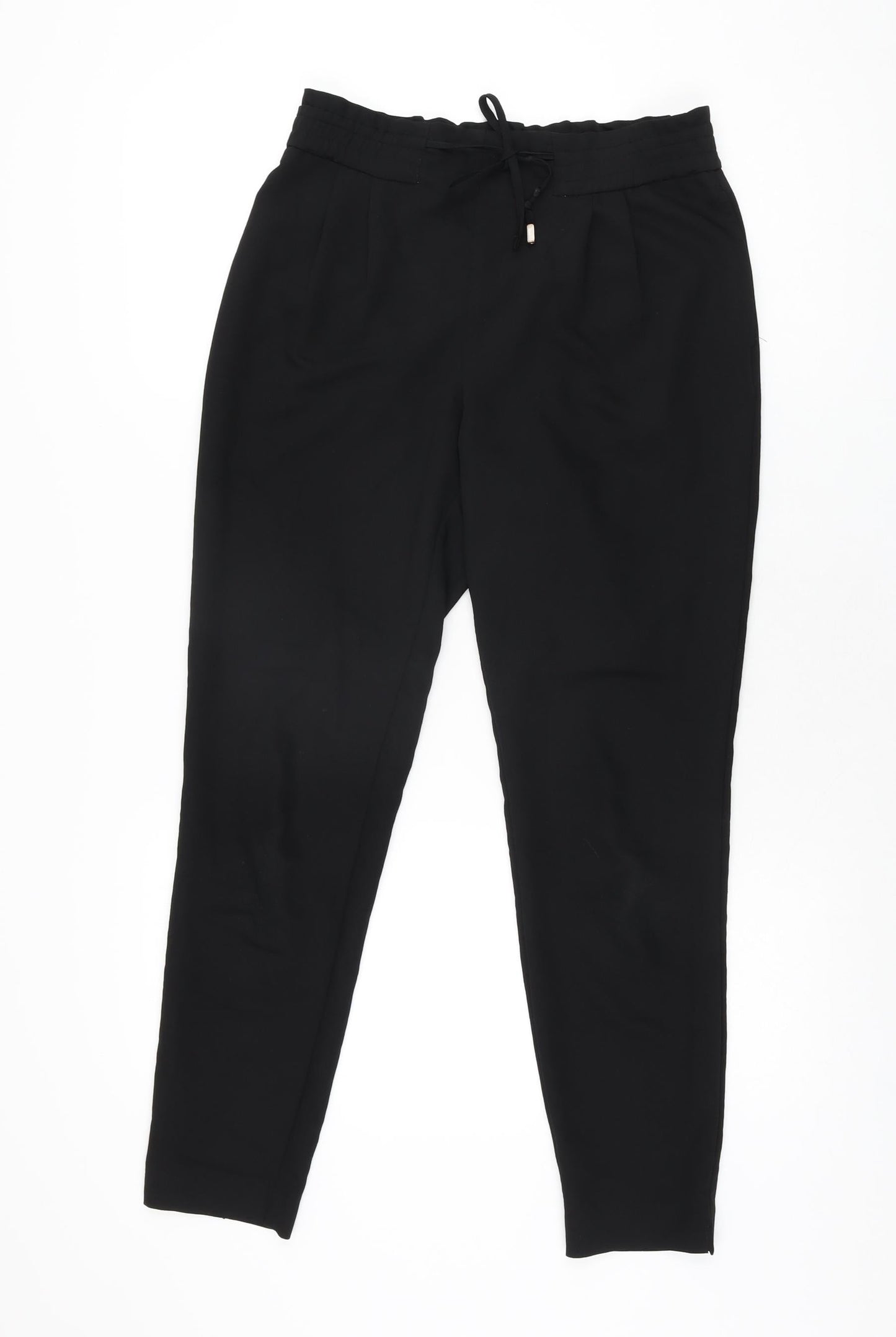 Zara Womens Black Polyester Trousers Size XS L27.5 in Regular Drawstring