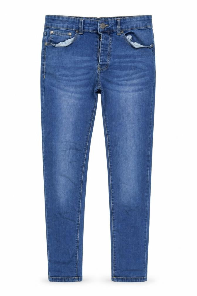 Boohoo Mens Blue Cotton Skinny Jeans Size 32 in L29 in Regular Button