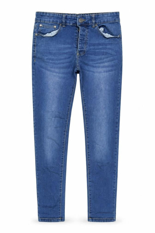 Boohoo Mens Blue Cotton Skinny Jeans Size 32 in L29 in Regular Button