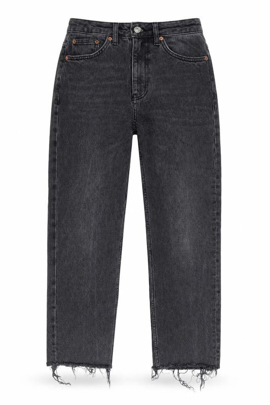 Topshop Womens Grey Cotton Mom Jeans Size 28 in L24 in Regular Button