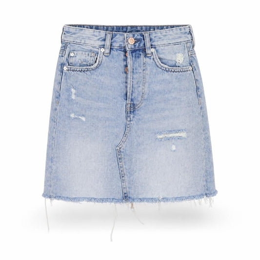H&M Womens Blue Cotton A-Line Skirt Size 6 Button
