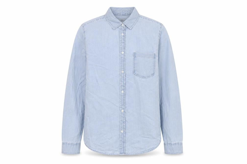 Denim & Co. Womens Blue Cotton Basic Button-Up Size 12 Collared