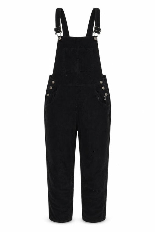 FatFace Womens Black Cotton Dungaree One-Piece Size 6 Buckle