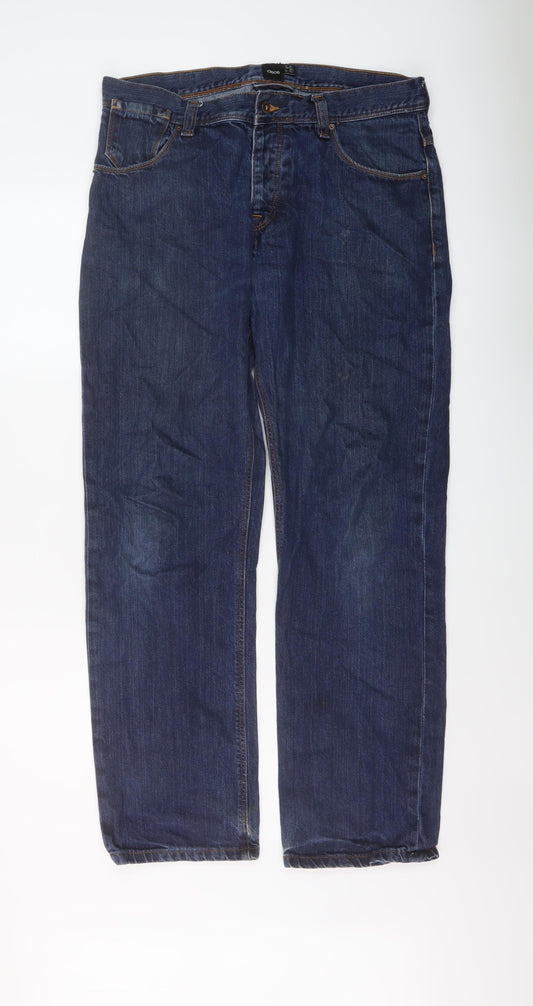 ASOS Mens Blue Cotton Straight Jeans Size 31 in L30 in Regular Button