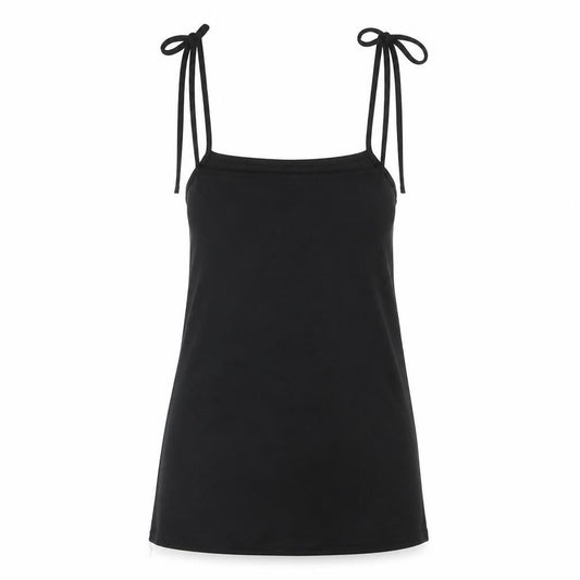 PRETTYLITTLETHING Womens Black Polyester Pinafore/Dungaree Dress Size 6 Square Neck Tie