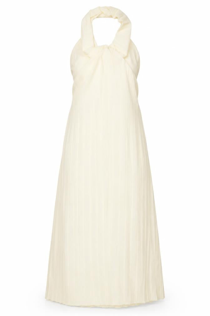 Zara Womens Yellow Polyester Maxi Size S Halter Pullover - Pleated Backless